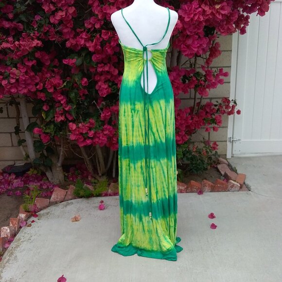 Michelle Jones Dress Women's Maxi Size Med Green Tie-Dye Festival - Picture 7 of 8